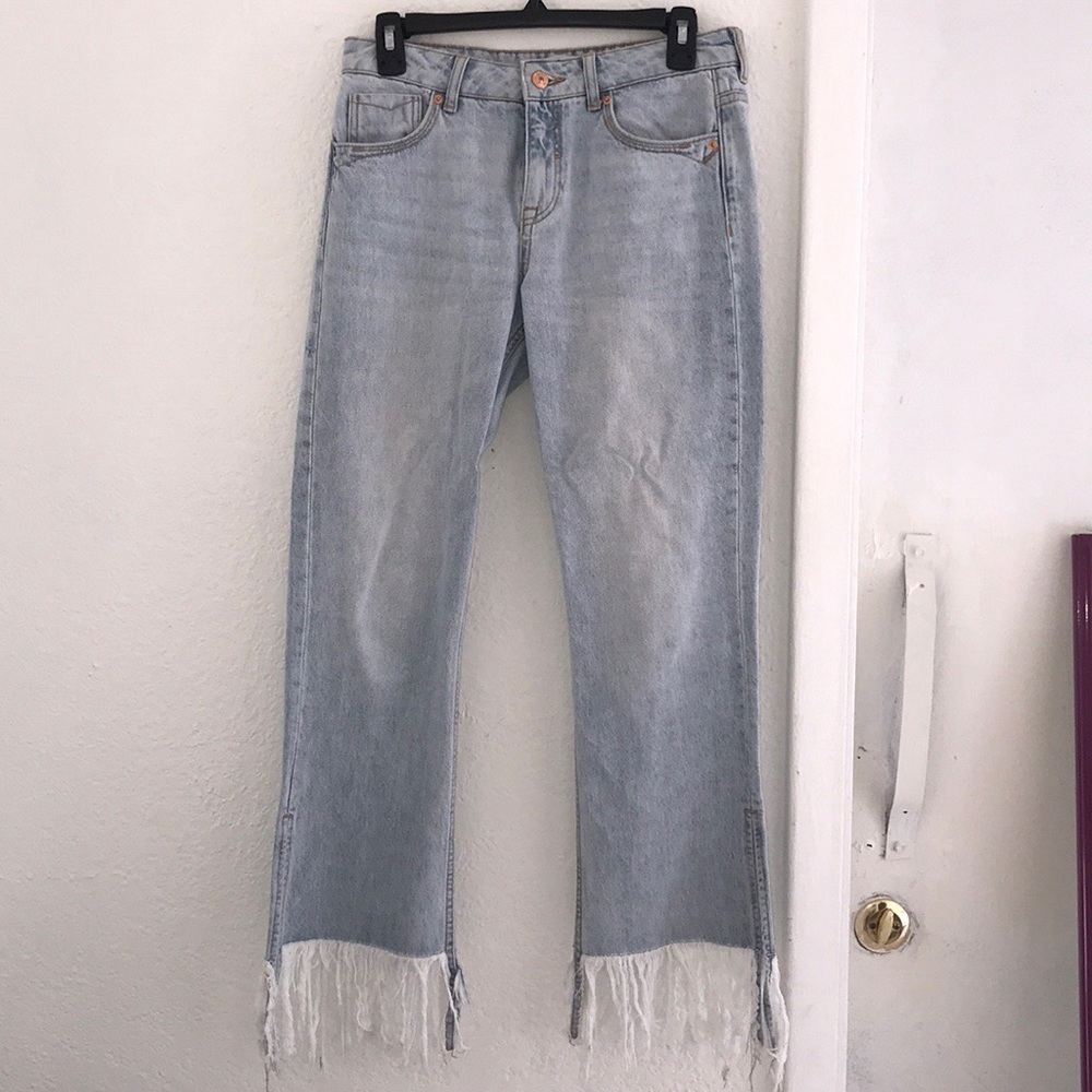 Blue fringe jeans